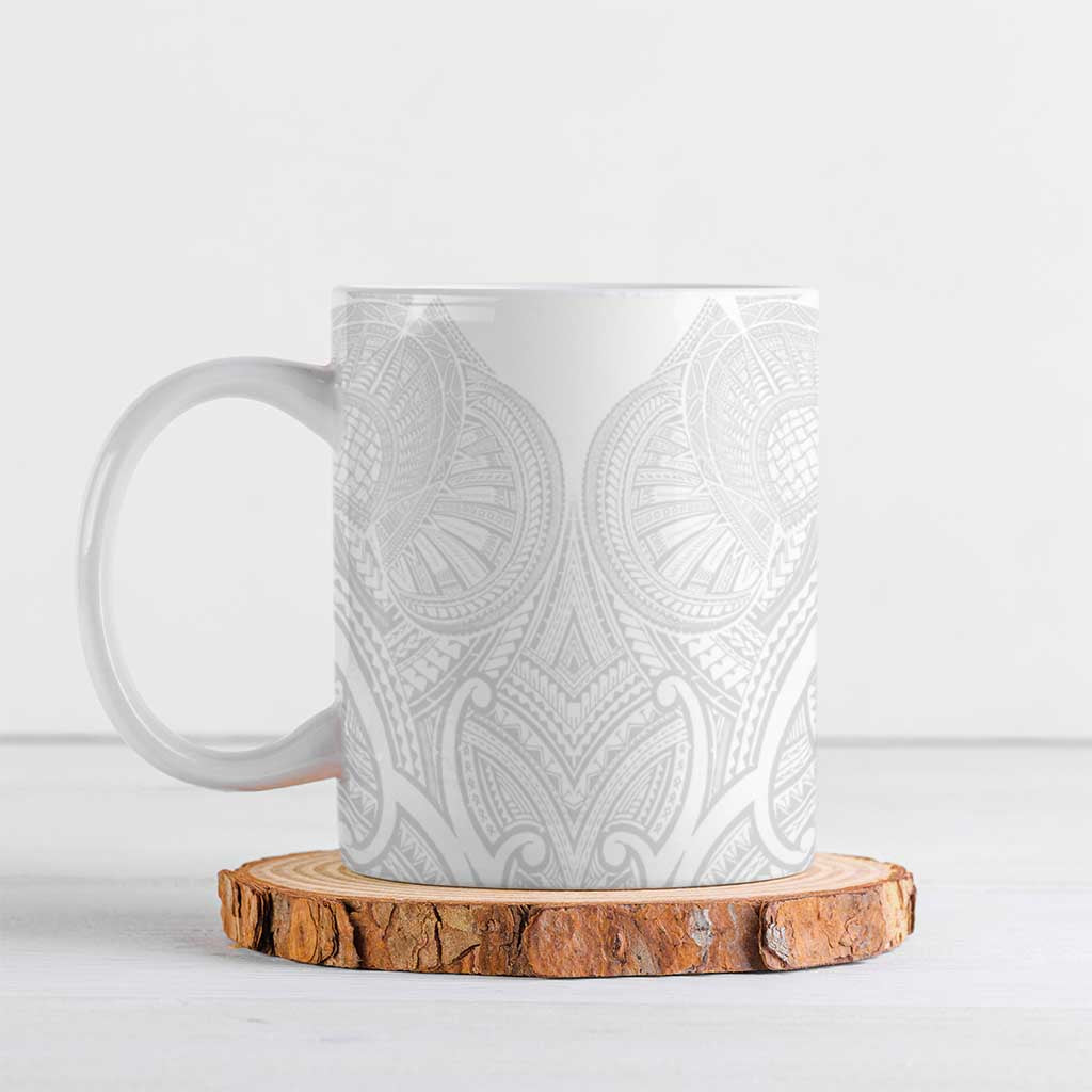 Samoan Traditional Art Tattoos Ceramic Mug Tatau Roman Reigns White Color - Polynesian Pride