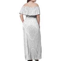 Samoan Traditional Art Tattoos Family Matching Off Shoulder Maxi Dress and Hawaiian Shirt Tatau Roman Reigns White Color - Polynesian Pride