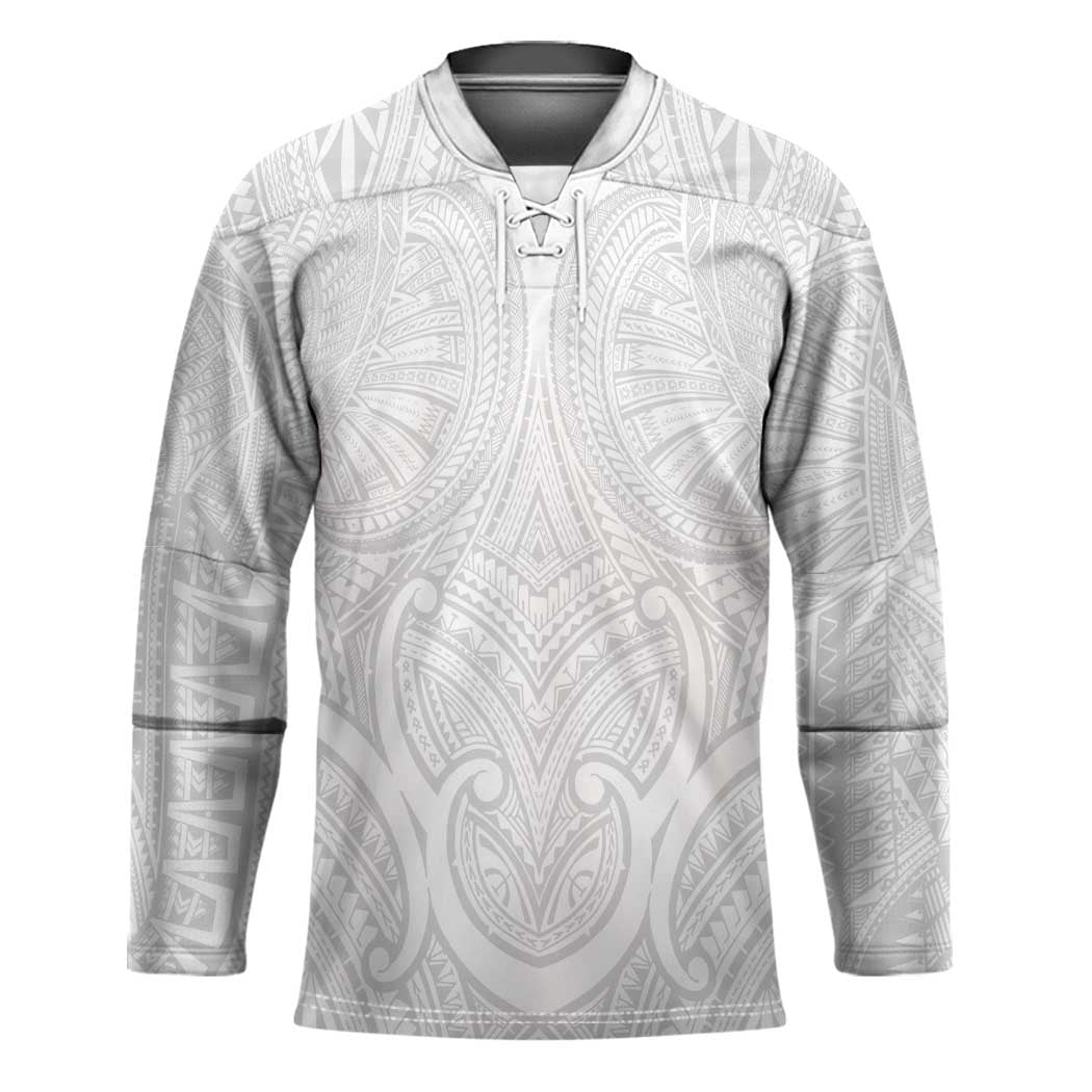 Samoan Traditional Art Tattoos Hockey Jersey Tatau Roman Reigns White Color - Polynesian Pride