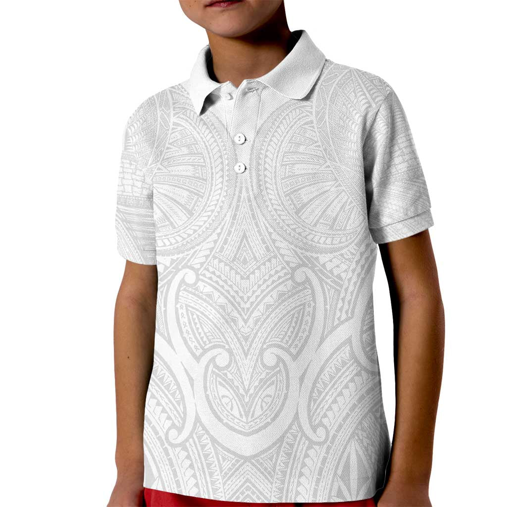 Samoan Traditional Art Tattoos Kid Polo Shirt Tatau Roman Reigns White Color - Polynesian Pride