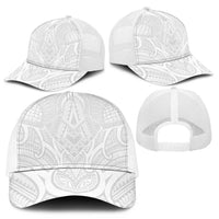 Samoan Traditional Art Tattoos Mesh Trucker Cap Tatau Roman Reigns White Color - Polynesian Pride