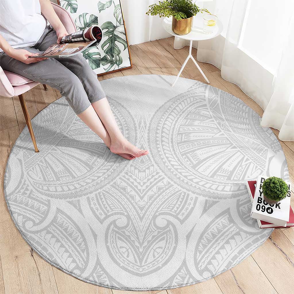 Samoan Traditional Art Tattoos Round Carpet Tatau Roman Reigns White Color - Polynesian Pride
