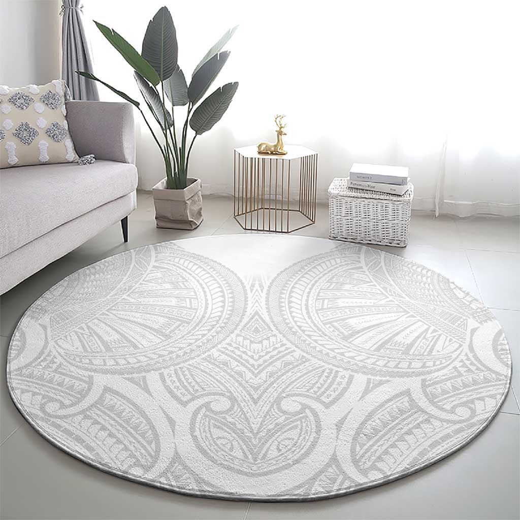 Samoan Traditional Art Tattoos Round Carpet Tatau Roman Reigns White Color - Polynesian Pride
