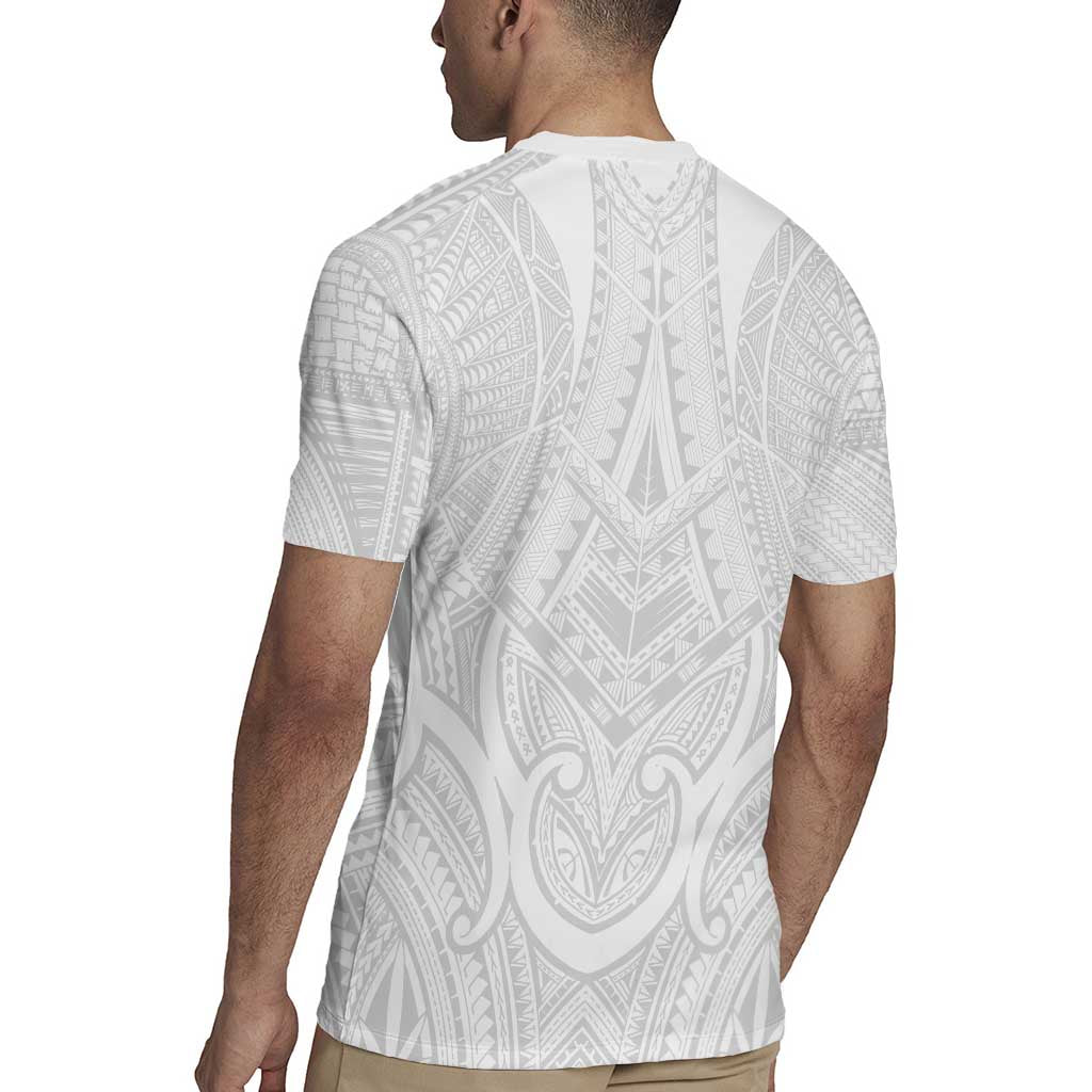 Samoan Traditional Art Tattoos Rugby Jersey Tatau Roman Reigns White Color - Polynesian Pride