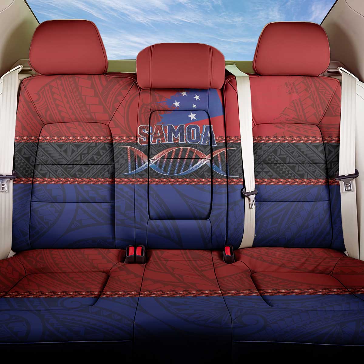 Samoan DNA-Proud of Samoa Back Car Seat Cover Polynesian Patterns - Polynesian Pride