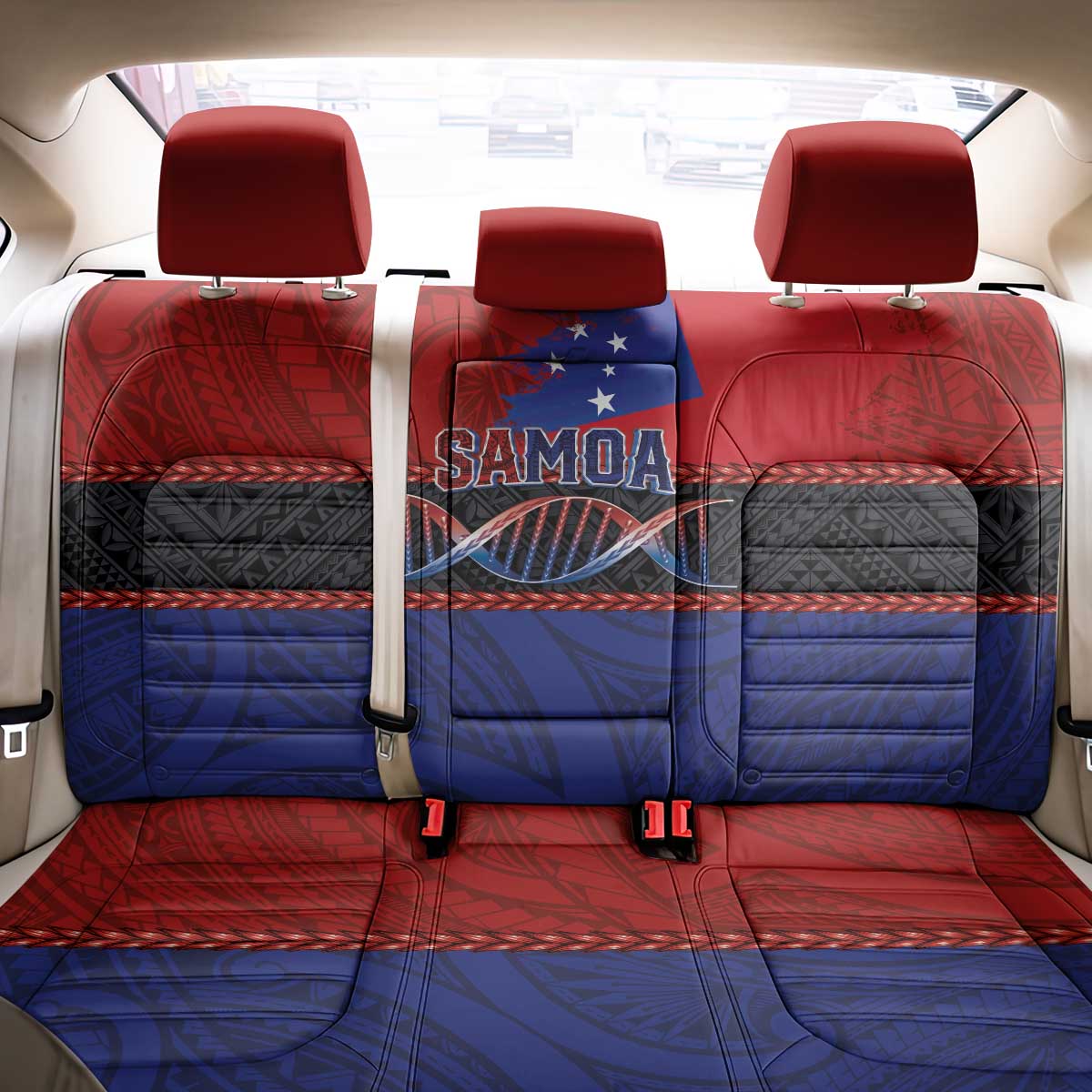 Samoan DNA-Proud of Samoa Back Car Seat Cover Polynesian Patterns - Polynesian Pride