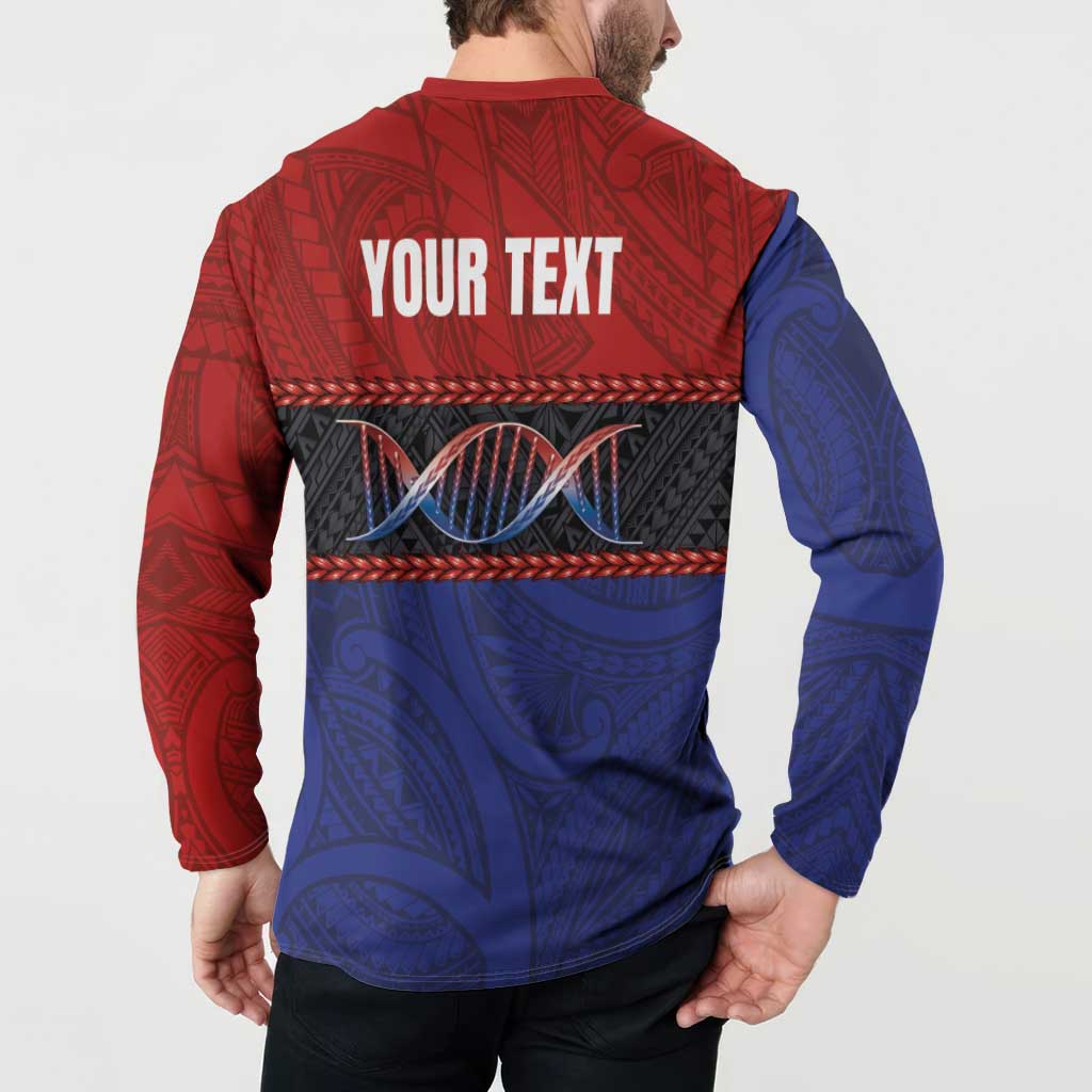 Personalised Samoan DNA-Proud of Samoa Button Sweatshirt Polynesian Patterns - Polynesian Pride