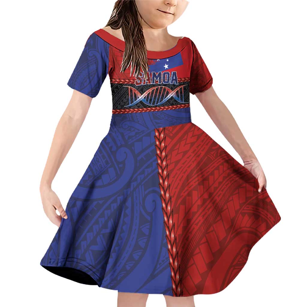 Personalised Samoan DNA-Proud of Samoa Family Matching Off Shoulder Short Dress and Hawaiian Shirt Polynesian Patterns - Polynesian Pride