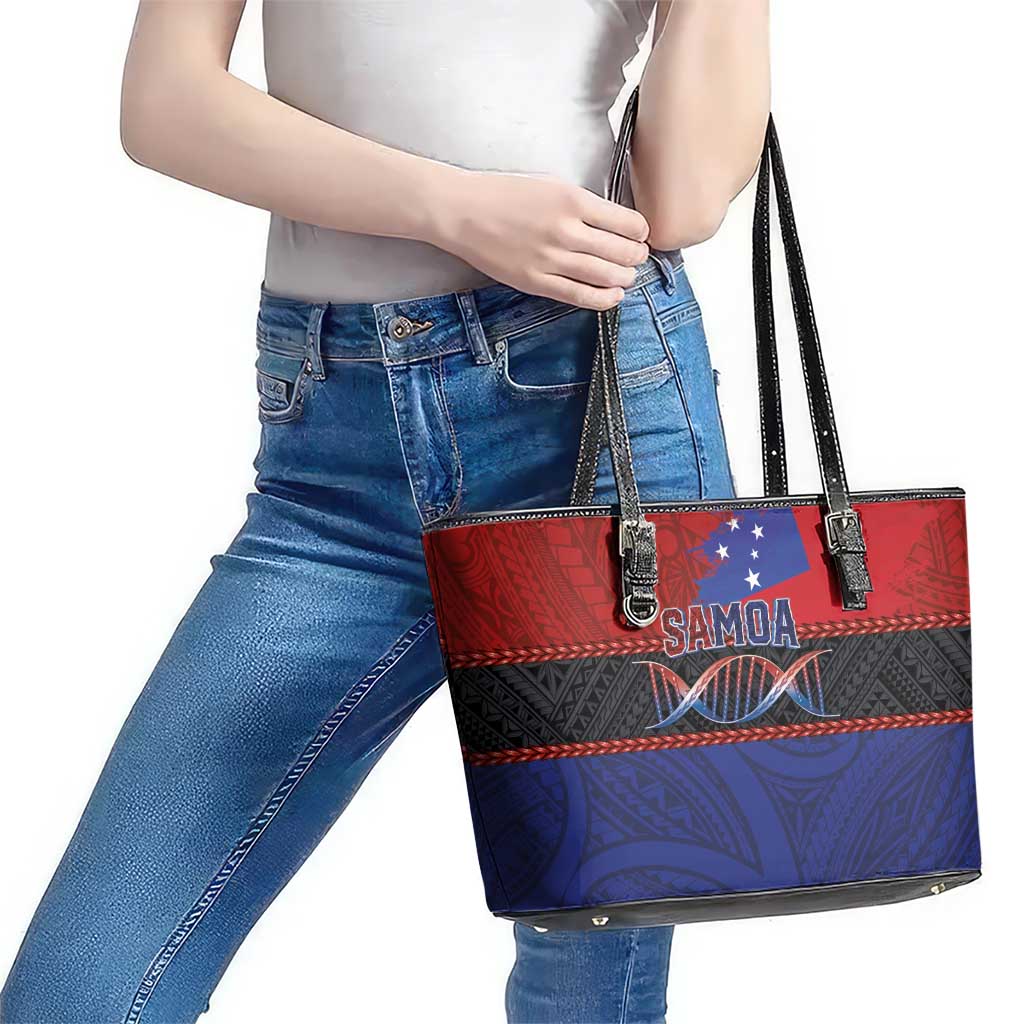 Samoan DNA-Proud of Samoa Leather Tote Bag Polynesian Patterns - Polynesian Pride
