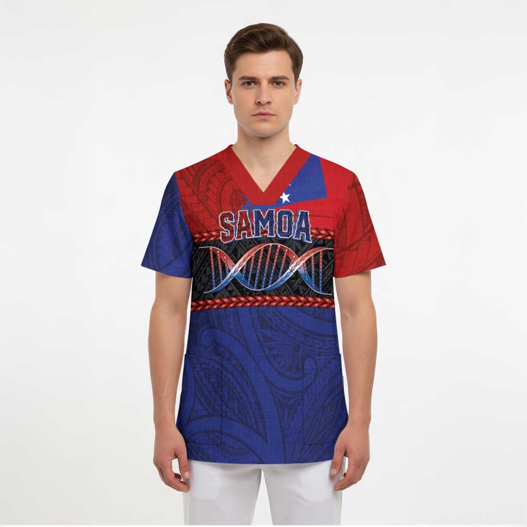 Personalised Samoan DNA-Proud of Samoa Scrub Top Polynesian Patterns - Polynesian Pride