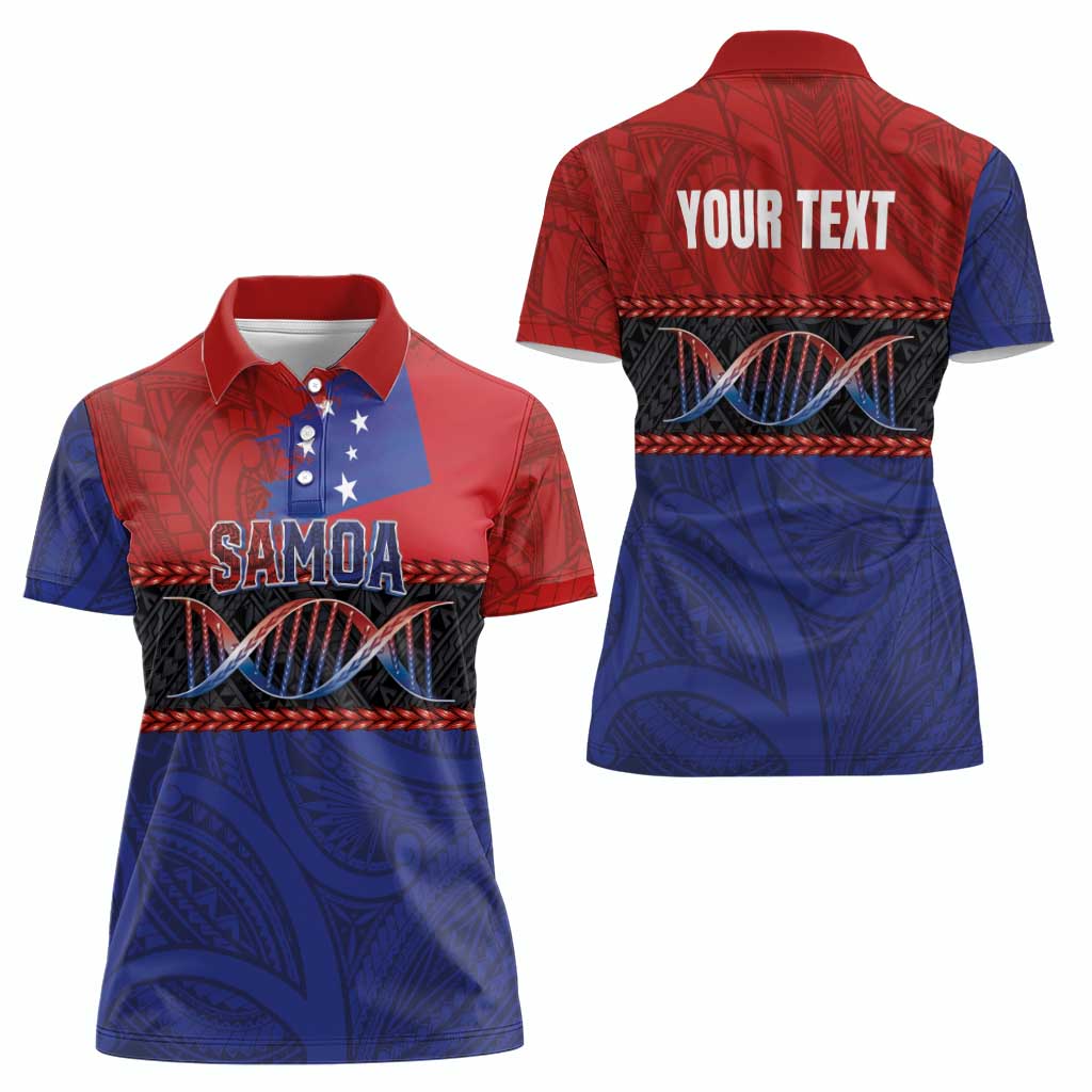 Personalised Samoan DNA-Proud of Samoa Women Polo Shirt Polynesian Patterns - Polynesian Pride