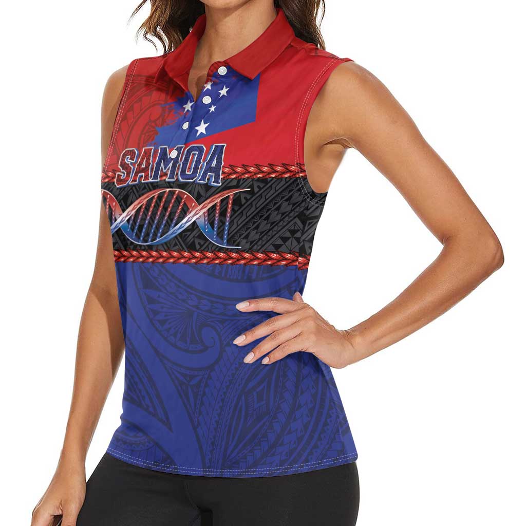 Personalised Samoan DNA-Proud of Samoa Women Sleeveless Polo Shirt Polynesian Patterns - Polynesian Pride