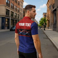 Personalised Samoan DNA-Proud of Samoa Zipper Polo Shirt Polynesian Patterns - Polynesian Pride