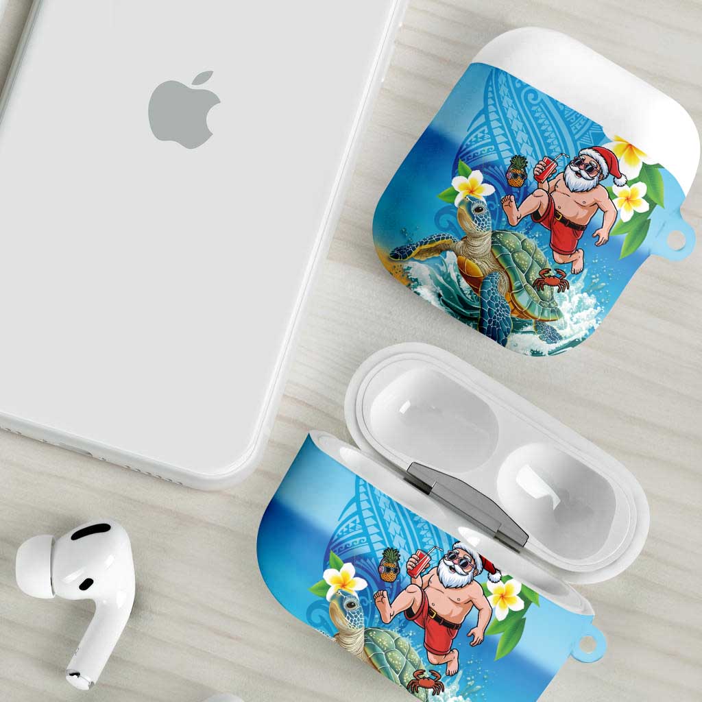Polynesian Merry Christmas AirPods Case Funny Santa with Sea Turtle Beach Plumeria - Polynesian Pride