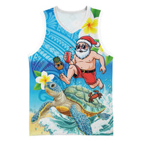 Polynesian Merry Christmas Basketball Jersey Funny Santa with Sea Turtle Beach Plumeria - Polynesian Pride
