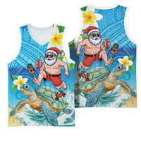 Polynesian Merry Christmas Basketball Jersey Funny Santa with Sea Turtle Beach Plumeria - Polynesian Pride