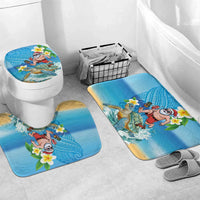 Polynesian Merry Christmas Bathroom Set Funny Santa with Sea Turtle Beach Plumeria - Polynesian Pride