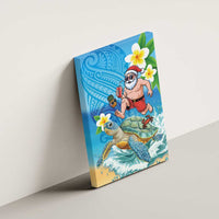 Polynesian Merry Christmas Canvas Wall Art Funny Santa with Sea Turtle Beach Plumeria - Polynesian Pride