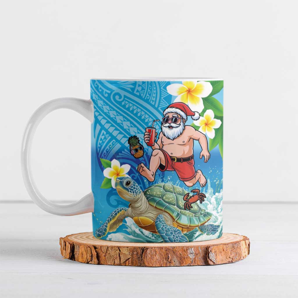 Polynesian Merry Christmas Ceramic Mug Funny Santa with Sea Turtle Beach Plumeria - Polynesian Pride