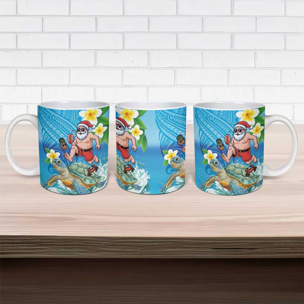 Polynesian Merry Christmas Ceramic Mug Funny Santa with Sea Turtle Beach Plumeria - Polynesian Pride