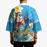 Polynesian Merry Christmas Kimono Funny Santa with Sea Turtle Beach Plumeria - Polynesian Pride