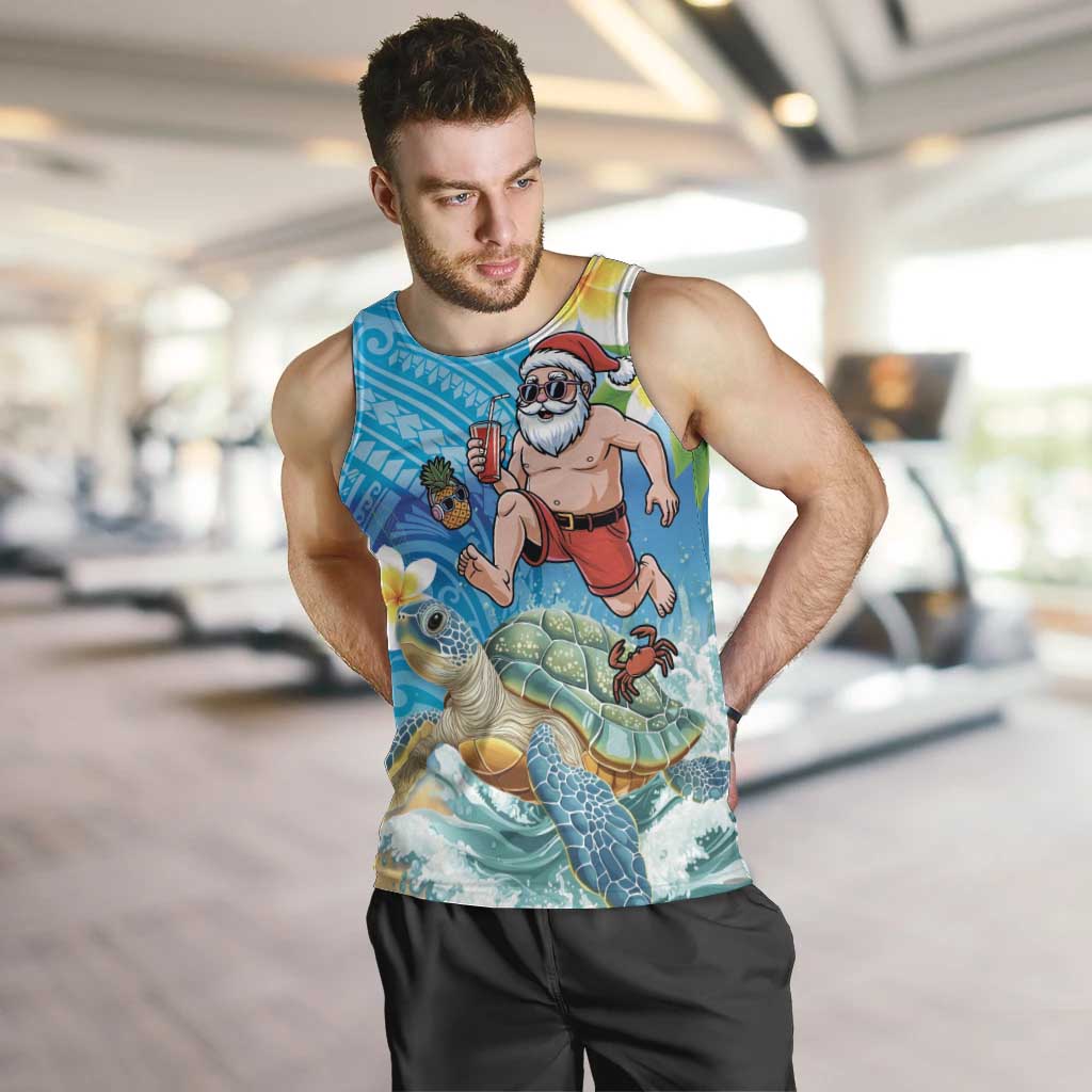 Polynesian Merry Christmas Men Tank Top Funny Santa with Sea Turtle Beach Plumeria - Polynesian Pride