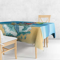 Polynesian Merry Christmas Tablecloth Funny Santa with Sea Turtle Beach Plumeria - Polynesian Pride