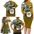 Hawaii James Campbell High School Family Matching Long Sleeve Bodycon Dress and Hawaiian Shirt Kakau Pattern Gold Color Version LT03 - Polynesian Pride