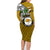 Hawaii James Campbell High School Family Matching Long Sleeve Bodycon Dress and Hawaiian Shirt Kakau Pattern Gold Color Version LT03 - Polynesian Pride