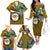 Hawaii James Campbell High School Family Matching Off Shoulder Long Sleeve Dress and Hawaiian Shirt Kakau Pattern Gold Color Version LT03 - Polynesian Pride