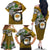 Hawaii James Campbell High School Family Matching Off Shoulder Long Sleeve Dress and Hawaiian Shirt Kakau Pattern Gold Color Version LT03 - Polynesian Pride