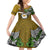 Hawaii James Campbell High School Family Matching Off Shoulder Short Dress and Hawaiian Shirt Kakau Pattern Gold Color Version LT03 Daughter's Dress Gold - Polynesian Pride