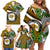 Hawaii James Campbell High School Family Matching Off Shoulder Short Dress and Hawaiian Shirt Kakau Pattern Gold Color Version LT03 - Polynesian Pride