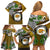 Hawaii James Campbell High School Family Matching Off Shoulder Short Dress and Hawaiian Shirt Kakau Pattern Gold Color Version LT03 - Polynesian Pride