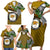 Hawaii James Campbell High School Family Matching Short Sleeve Bodycon Dress and Hawaiian Shirt Kakau Pattern Gold Color Version LT03 - Polynesian Pride