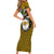 Hawaii James Campbell High School Family Matching Short Sleeve Bodycon Dress and Hawaiian Shirt Kakau Pattern Gold Color Version LT03 - Polynesian Pride