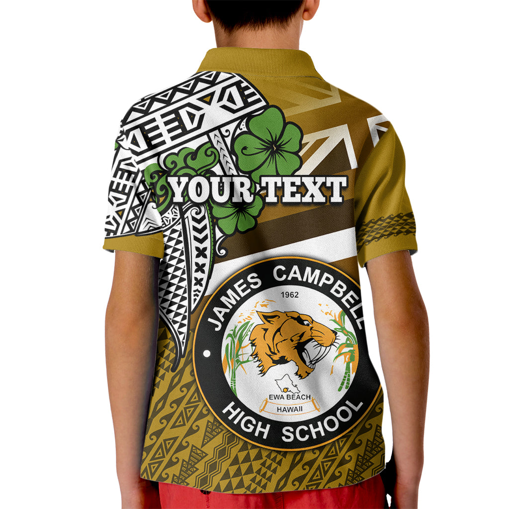 Hawaii James Campbell High School Kid Polo Shirt Kakau Pattern Gold Color Version LT03 - Polynesian Pride
