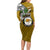 Hawaii James Campbell High School Long Sleeve Bodycon Dress Kakau Pattern Gold Color Version LT03 - Polynesian Pride