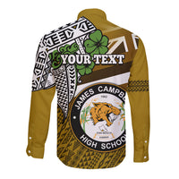 Hawaii James Campbell High School Long Sleeve Button Shirt Kakau Pattern Gold Color Version LT03 - Polynesian Pride