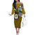 Hawaii James Campbell High School Off The Shoulder Long Sleeve Dress Kakau Pattern Gold Color Version LT03 Women Gold - Polynesian Pride