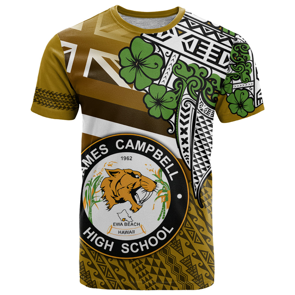 Hawaii James Campbell High School T Shirt Kakau Pattern Gold Color Version LT03 Gold - Polynesian Pride