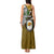 Hawaii James Campbell High School Tank Maxi Dress Kakau Pattern Gold Color Version LT03 - Polynesian Pride