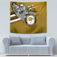 Hawaii James Campbell High School Tapestry Kakau Pattern Gold Color Version LT03 - Polynesian Pride