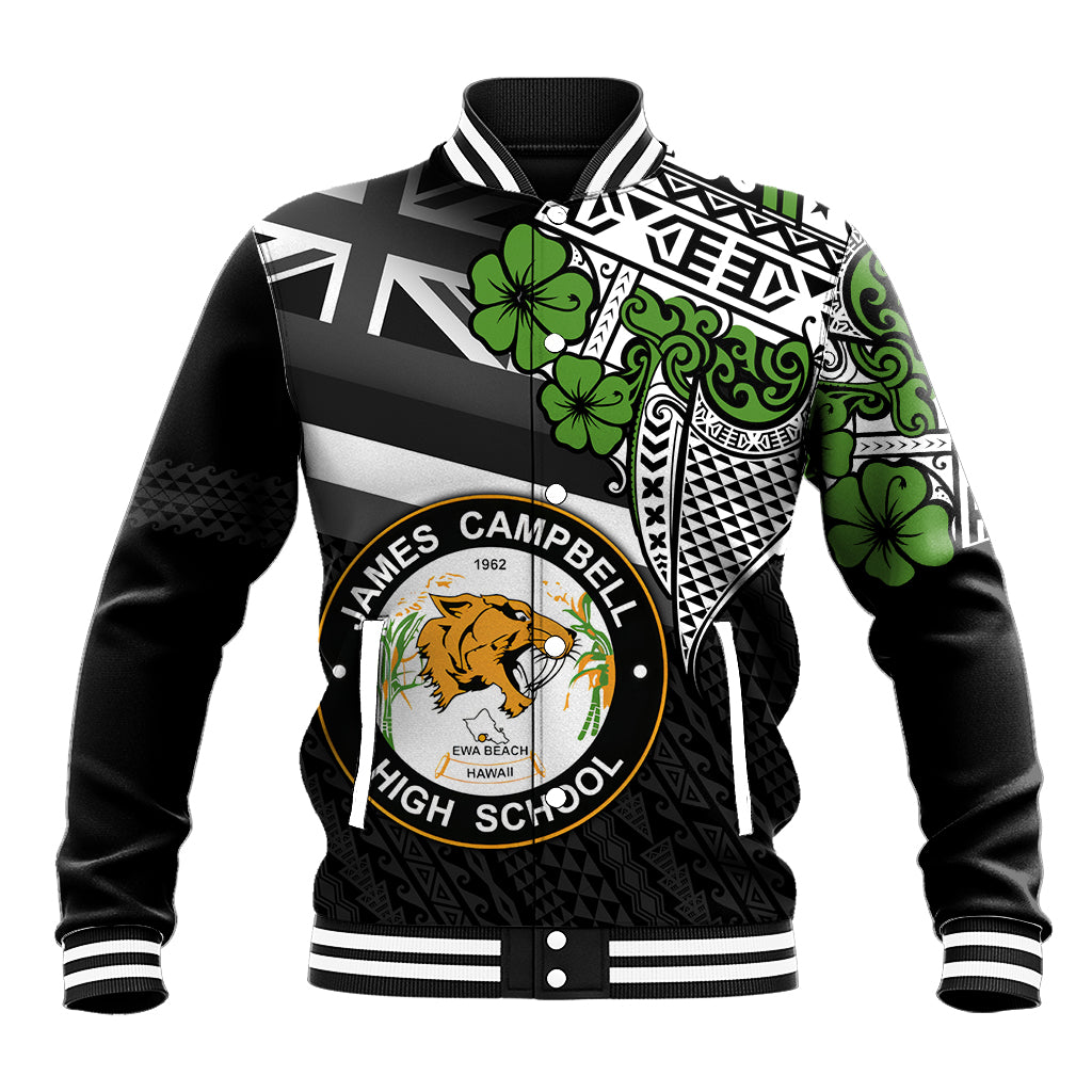 Hawaii James Campbell High School Baseball Jacket Kakau Pattern Black Version LT03 Unisex Black - Polynesian Pride