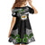 Hawaii James Campbell High School Family Matching Off Shoulder Short Dress and Hawaiian Shirt Kakau Pattern Black Version LT03 - Polynesian Pride