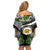 Hawaii James Campbell High School Family Matching Off Shoulder Short Dress and Hawaiian Shirt Kakau Pattern Black Version LT03 - Polynesian Pride