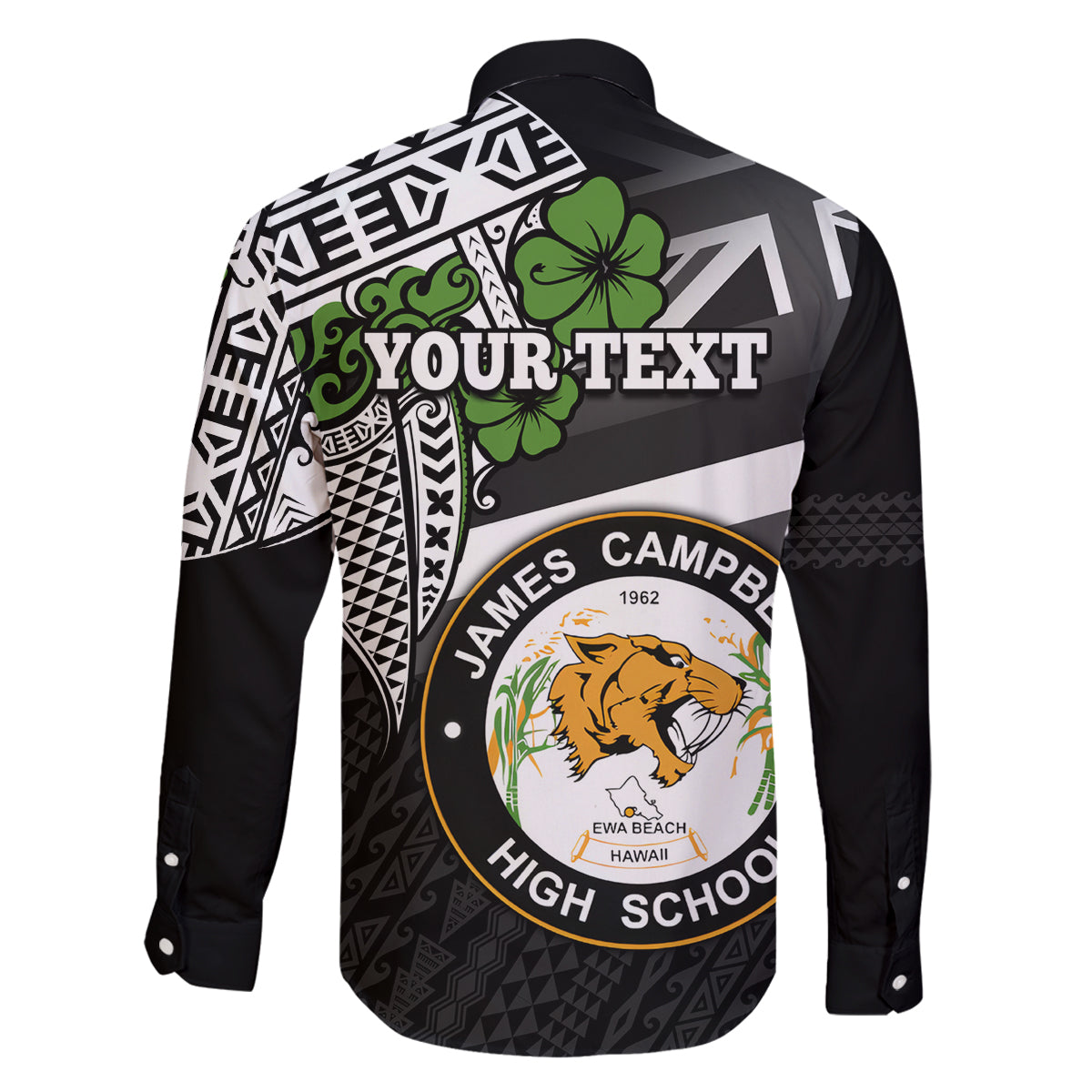 Hawaii James Campbell High School Family Matching Puletasi Dress and Hawaiian Shirt Kakau Pattern Black Version LT03 - Polynesian Pride