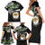 Hawaii James Campbell High School Family Matching Short Sleeve Bodycon Dress and Hawaiian Shirt Kakau Pattern Black Version LT03 - Polynesian Pride