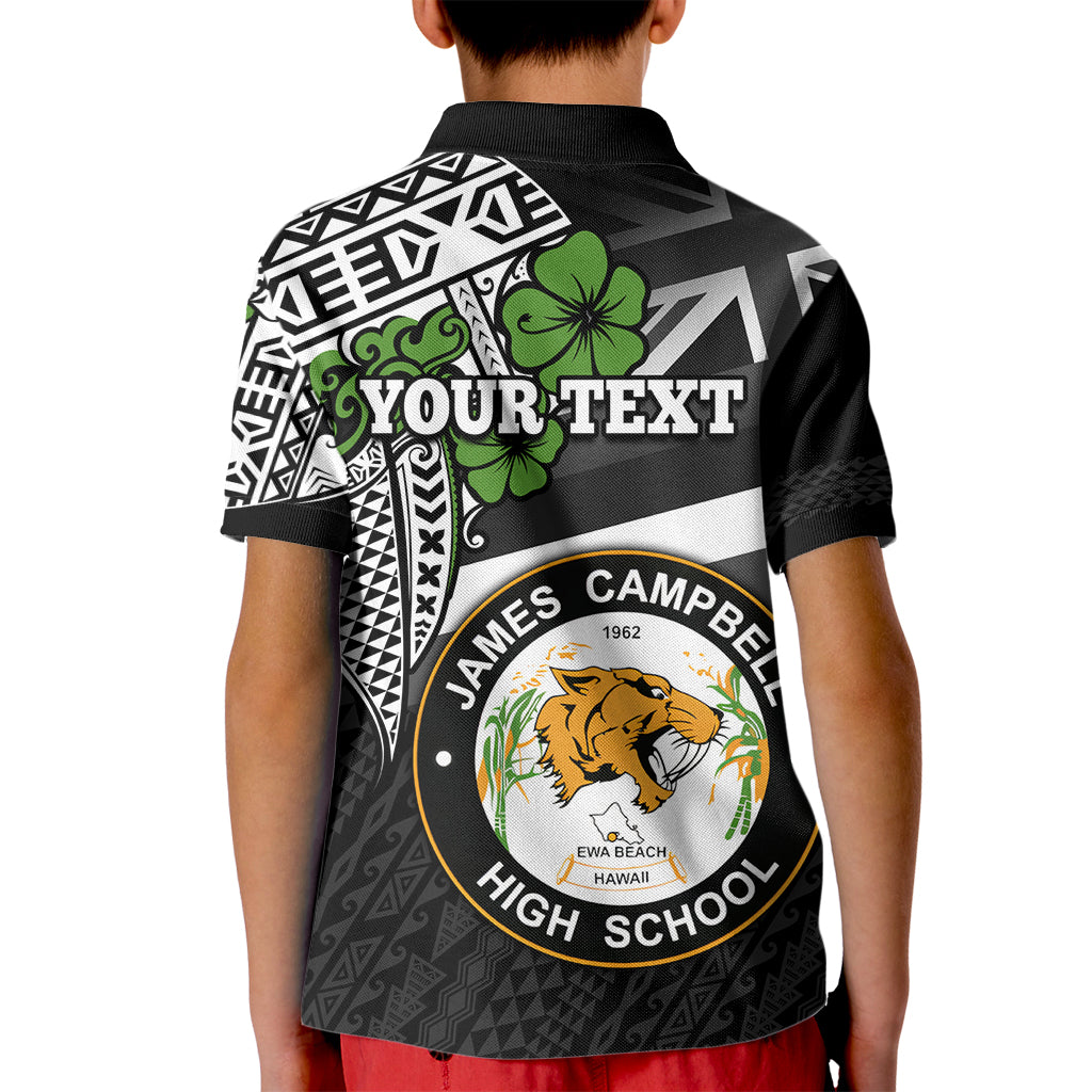 Hawaii James Campbell High School Kid Polo Shirt Kakau Pattern Black Version LT03 - Polynesian Pride