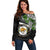 Hawaii James Campbell High School Off Shoulder Sweater Kakau Pattern Black Version LT03 Women Black - Polynesian Pride